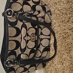 Black and Cream Coach Tote Bag